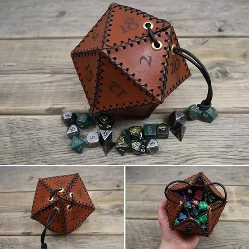 Gaming Accessories Ideas - Bolsa de Dados D20 de Cuero,