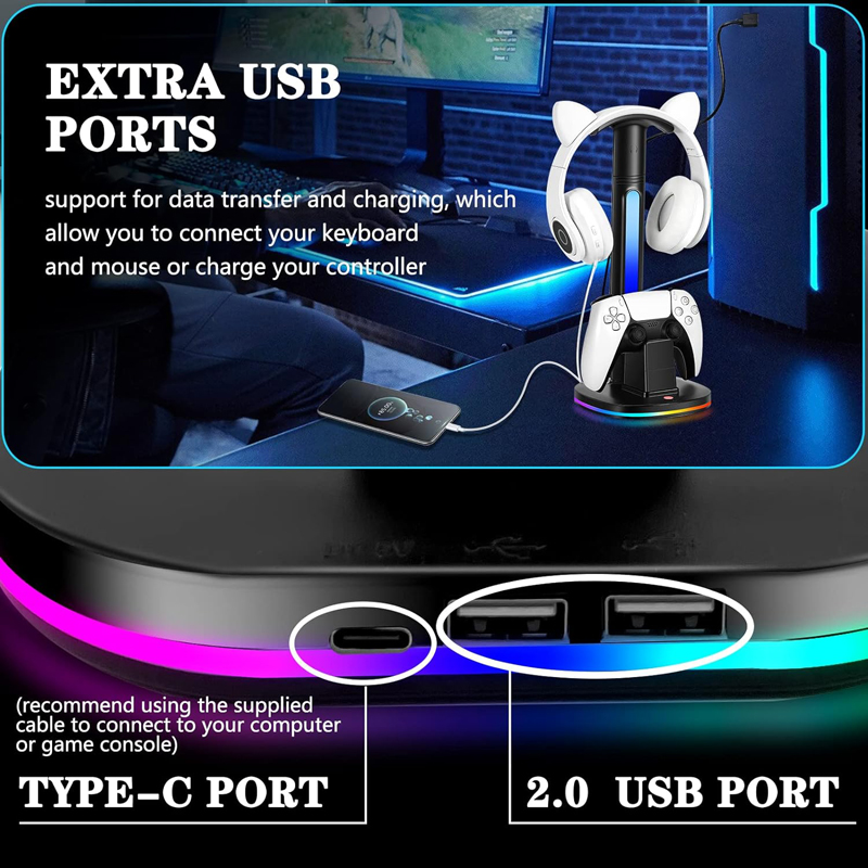 Estación de carga del controla - Headset Stand Rgb reseña y precio